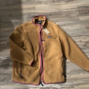 Patagonia Tan Fleece Jacket with Pink Trim